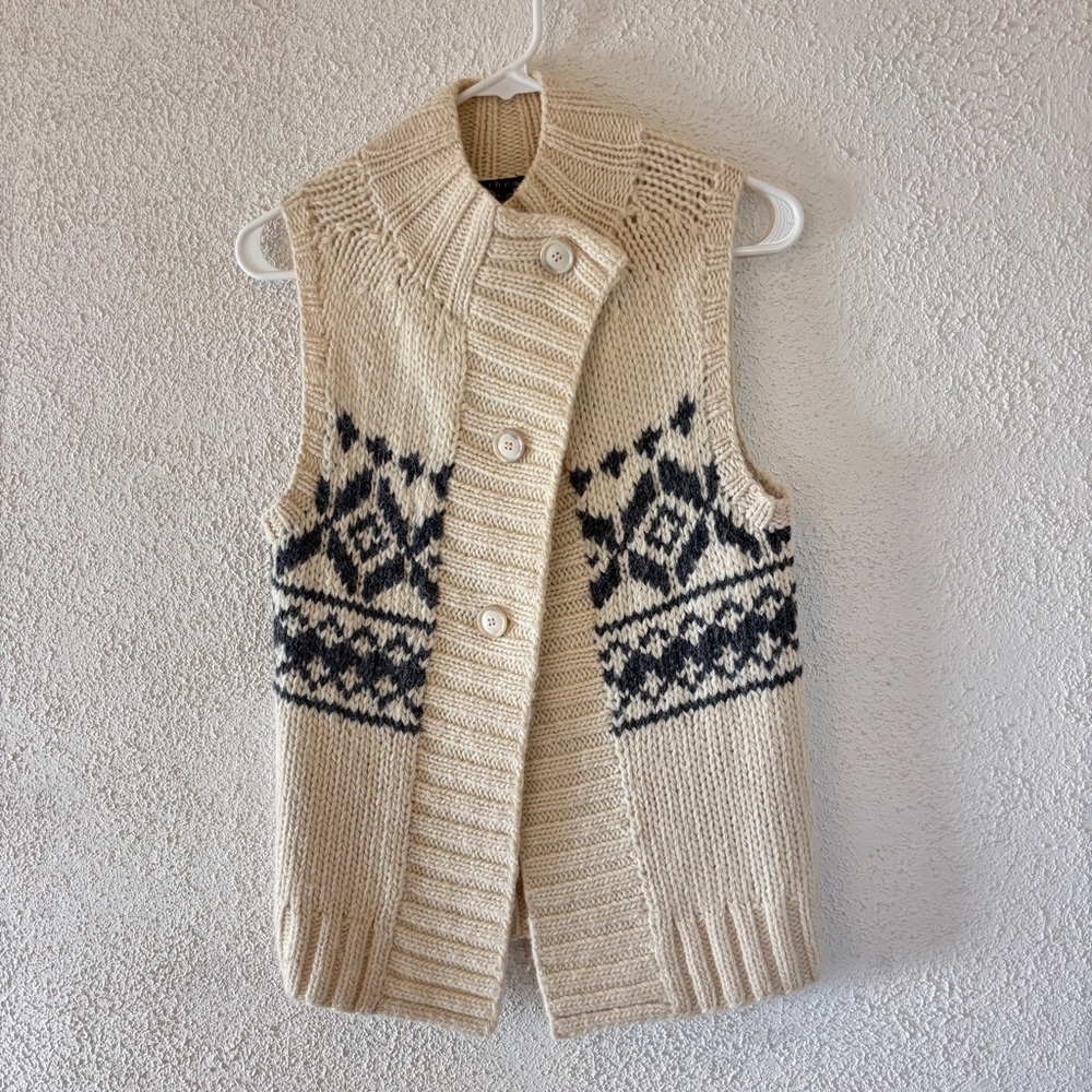 Theory Cream and Black Knit Sweater Vest